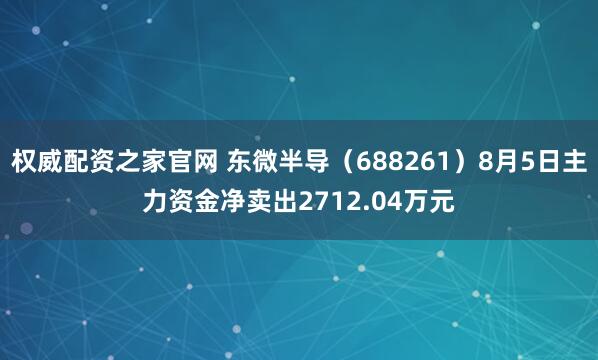 权威配资之家官网 东微半导（688261）8月5日主力资金净卖出2712.04万元